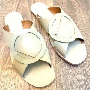 Mercedes Castillo Carlein Leather Cross Front Slide Sandals size 38